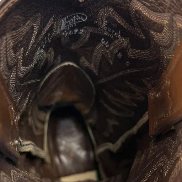 Justin Elmer Western Cowboy‎ Brown Leather Boots Size 6.5D - Picture 8 of 9